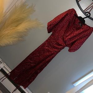 Misguided dress worn once red polka dot size 6 .